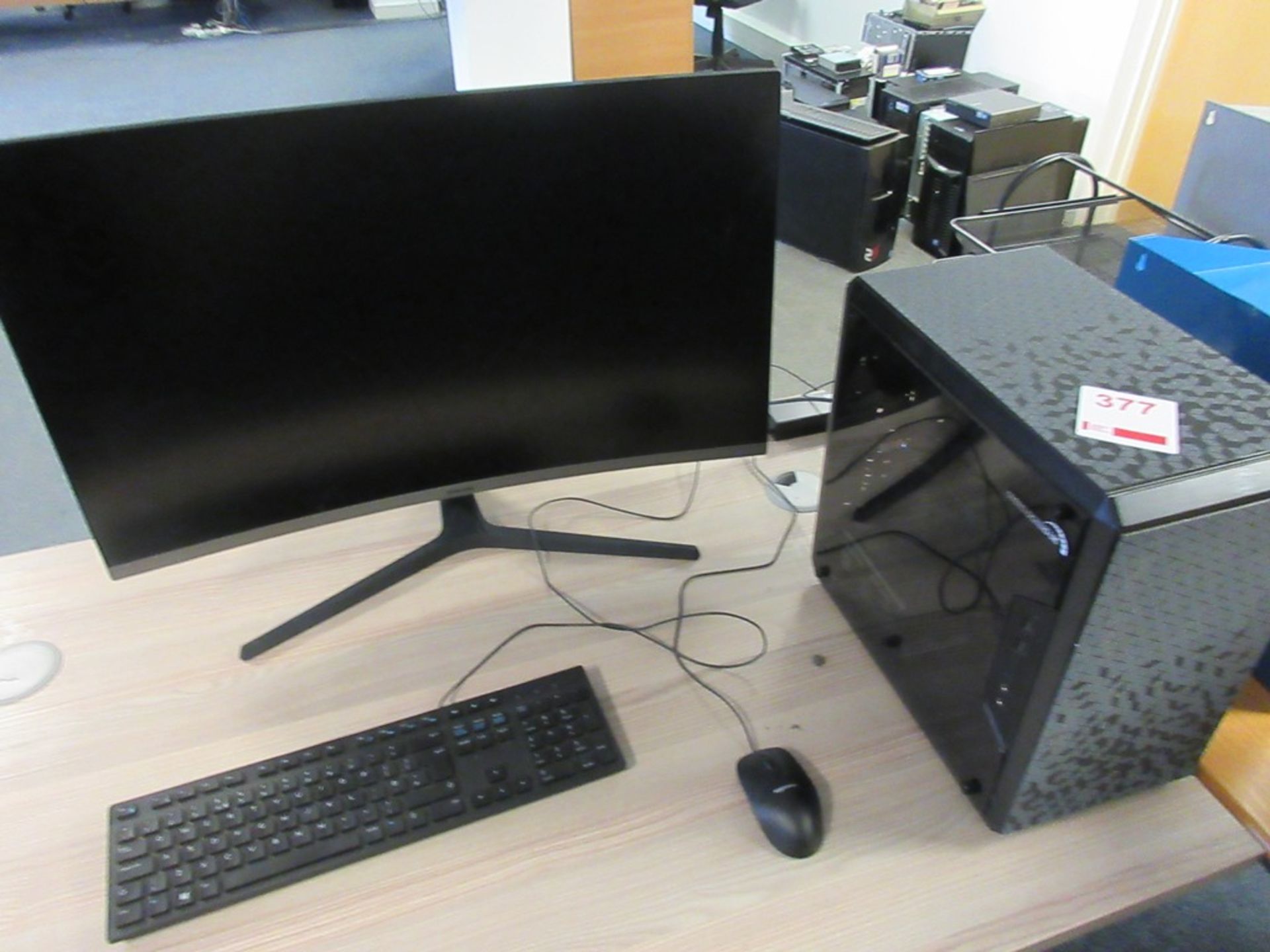 Cooler Master Computer system with Samsung curved screen, keyboard, mouse