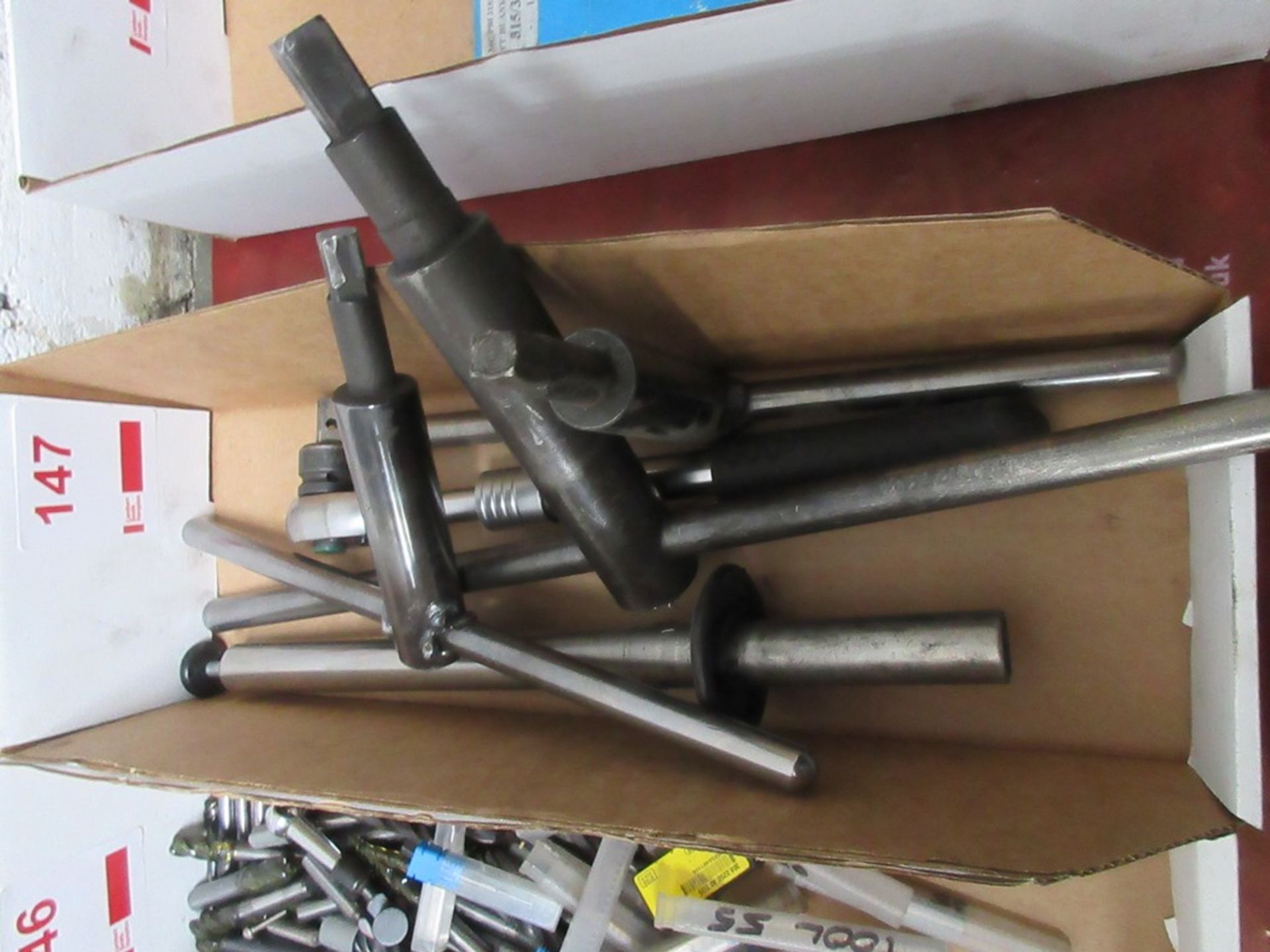 Box of assorted cutters & drill bits