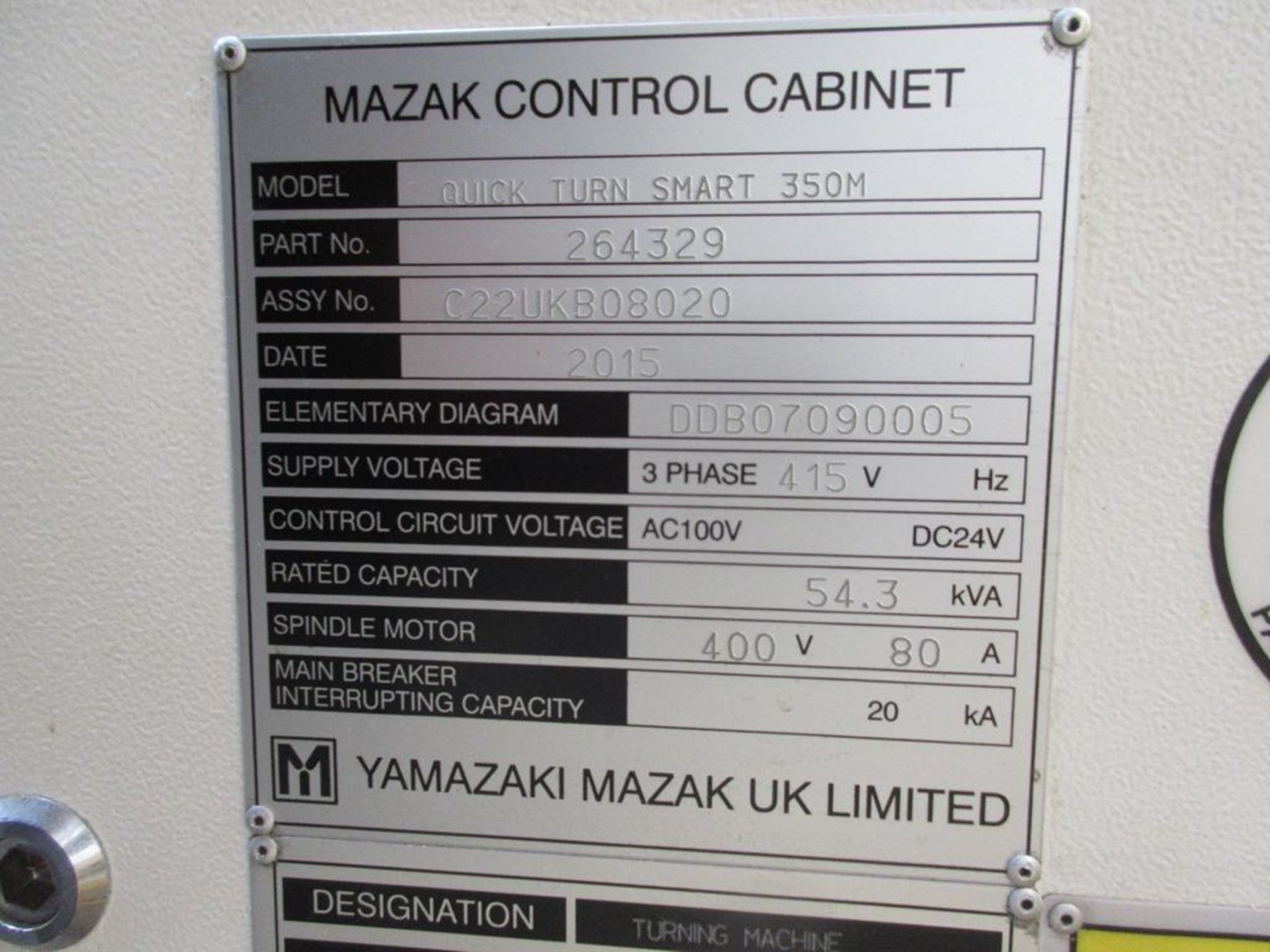Mazak Quick Turn Smart 350M CNC slant bed turning centre (2015) - Image 8 of 14