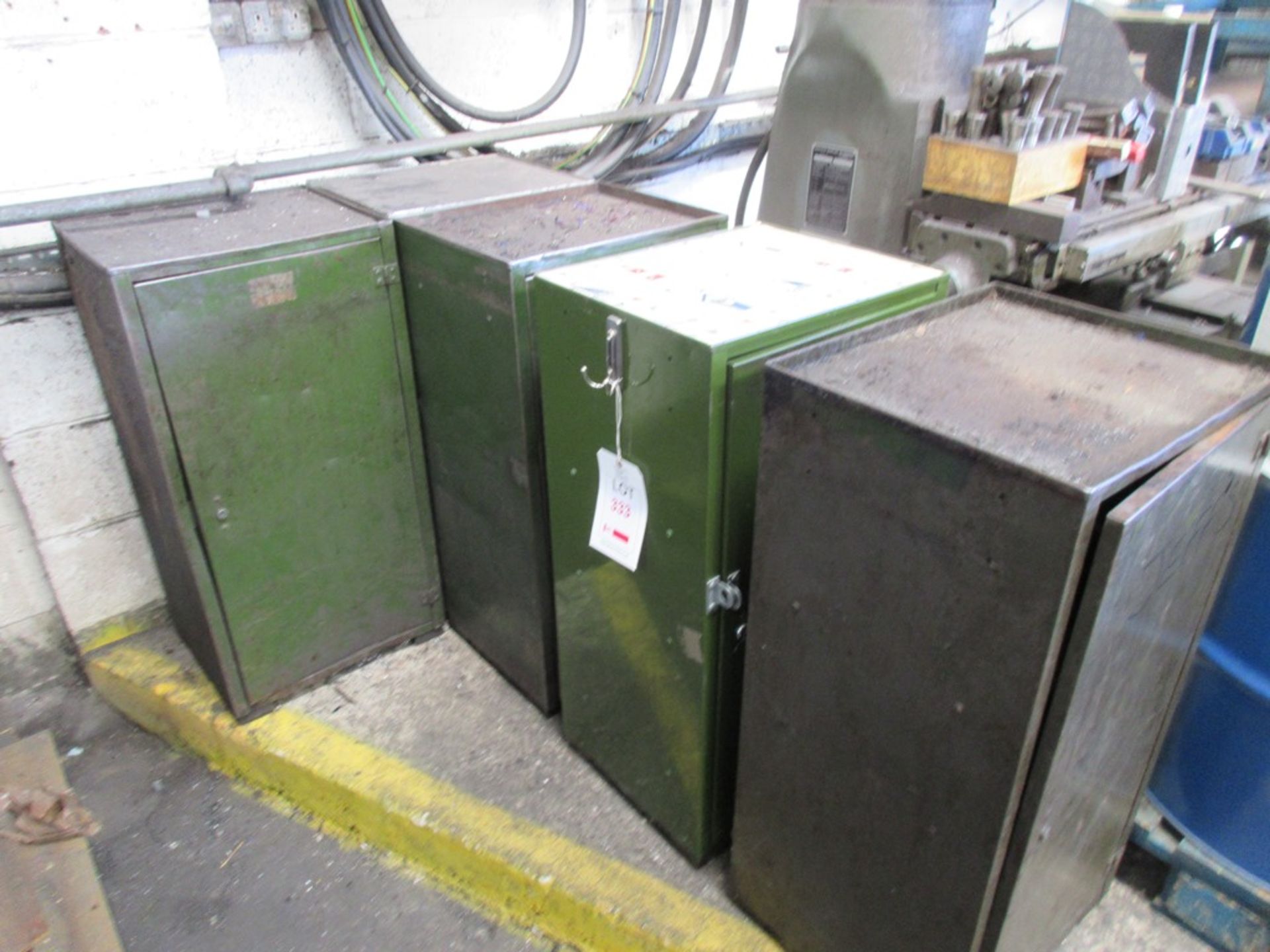 Five metal single door storage cupboards, 460 x 380mm