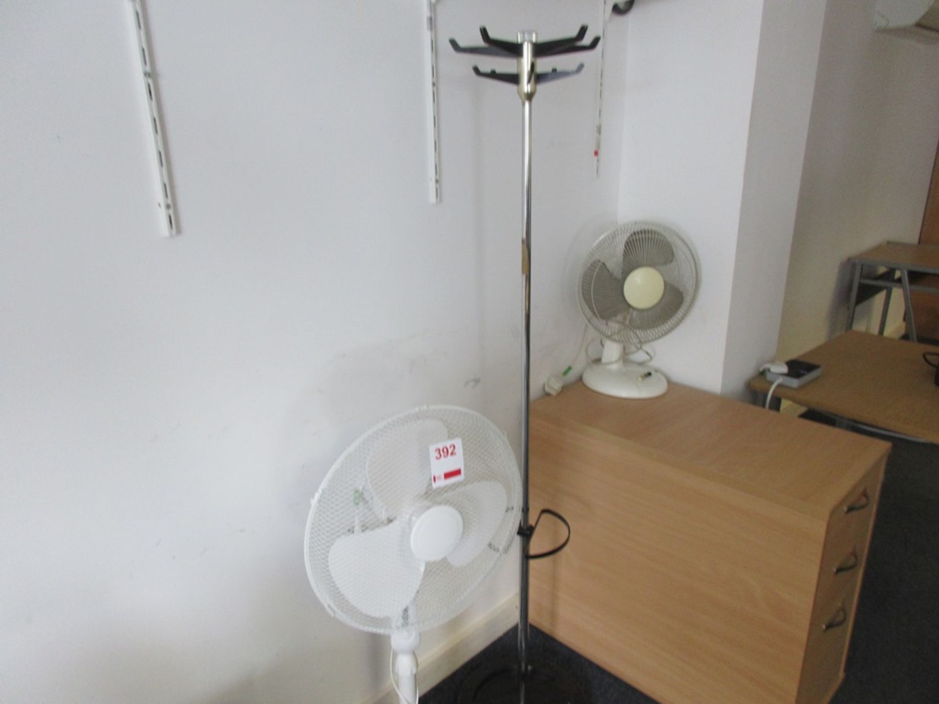 Two assorted fans and 1 Dimplex electric radiator heater, 1 coat stand - Image 2 of 4