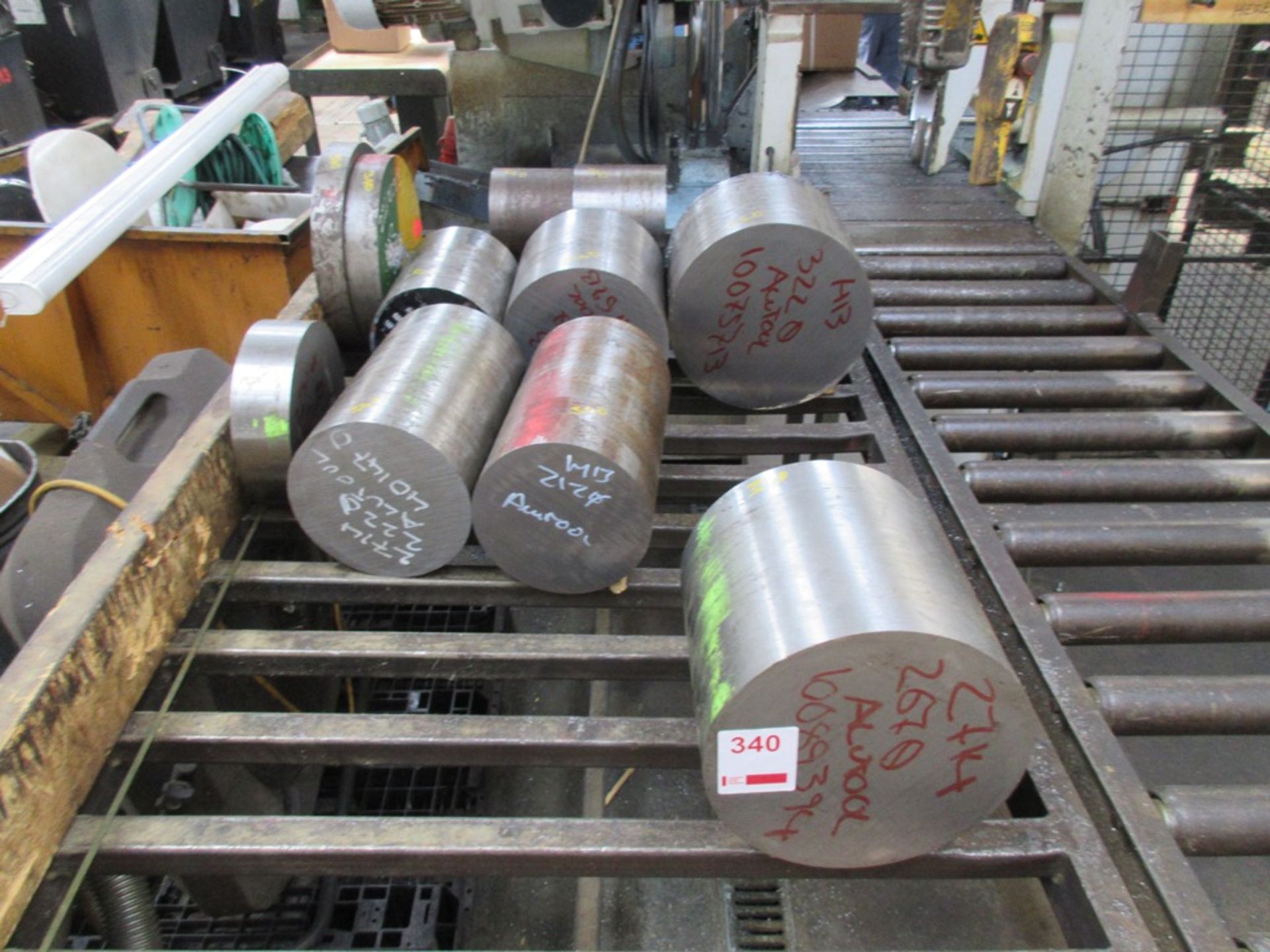 Assorted bar stock offcuts including 320mm dia, 267mm dia, 222mm dia, 212mm dia, etc