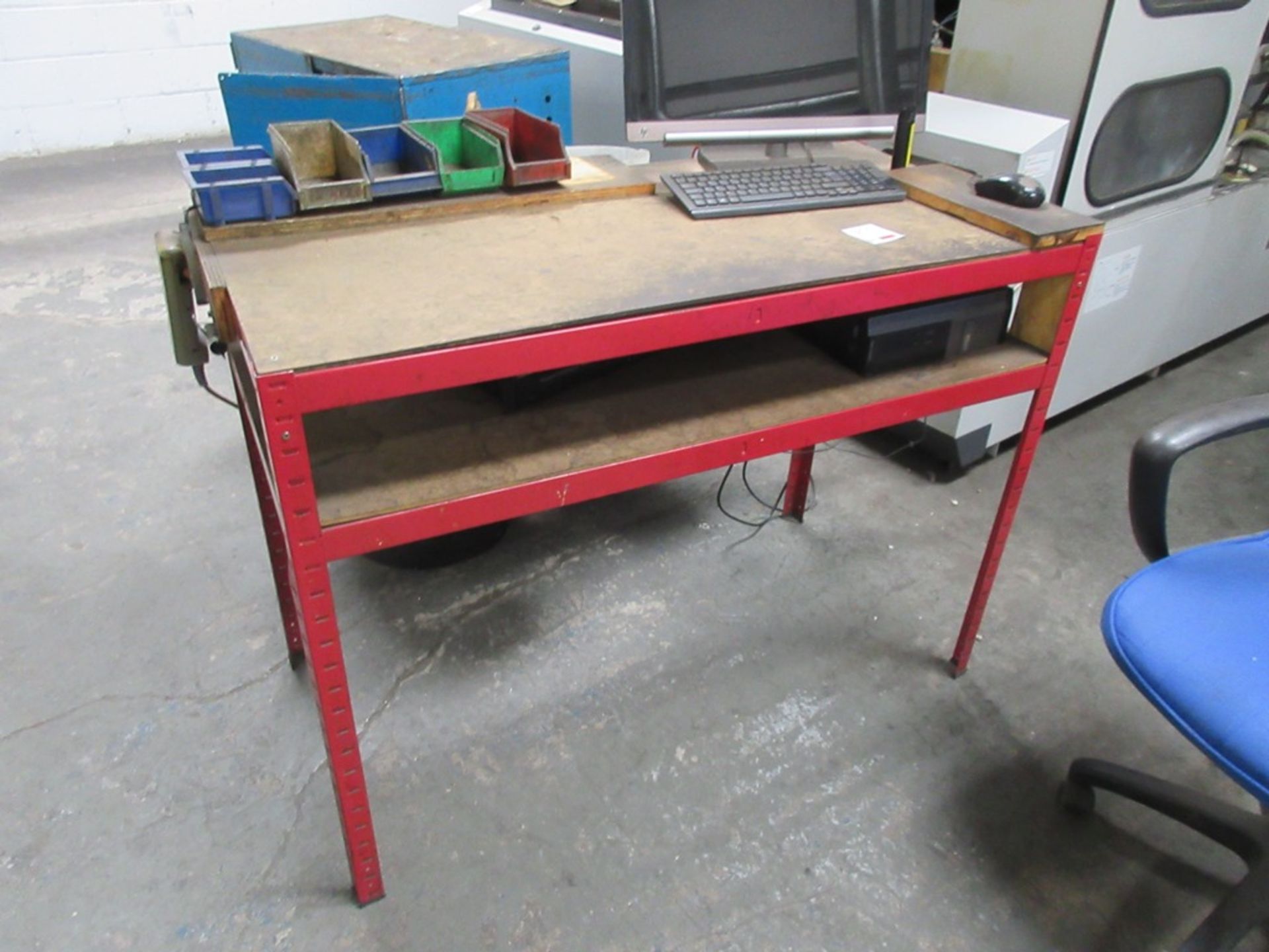 Three metal frame workbenches