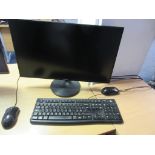 Un-named computer system with Asus flat screen monitor, keyboard, mouse