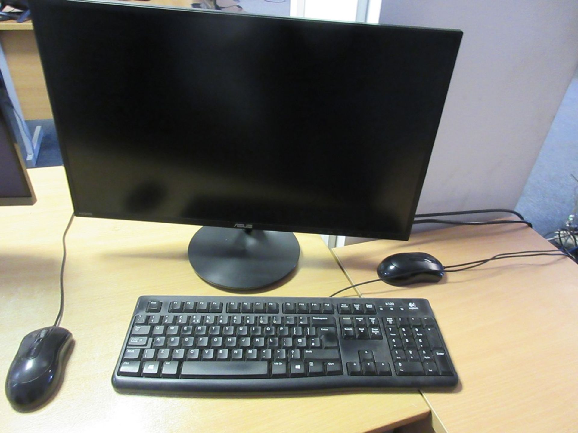 Un-named computer system with Asus flat screen monitor, keyboard, mouse