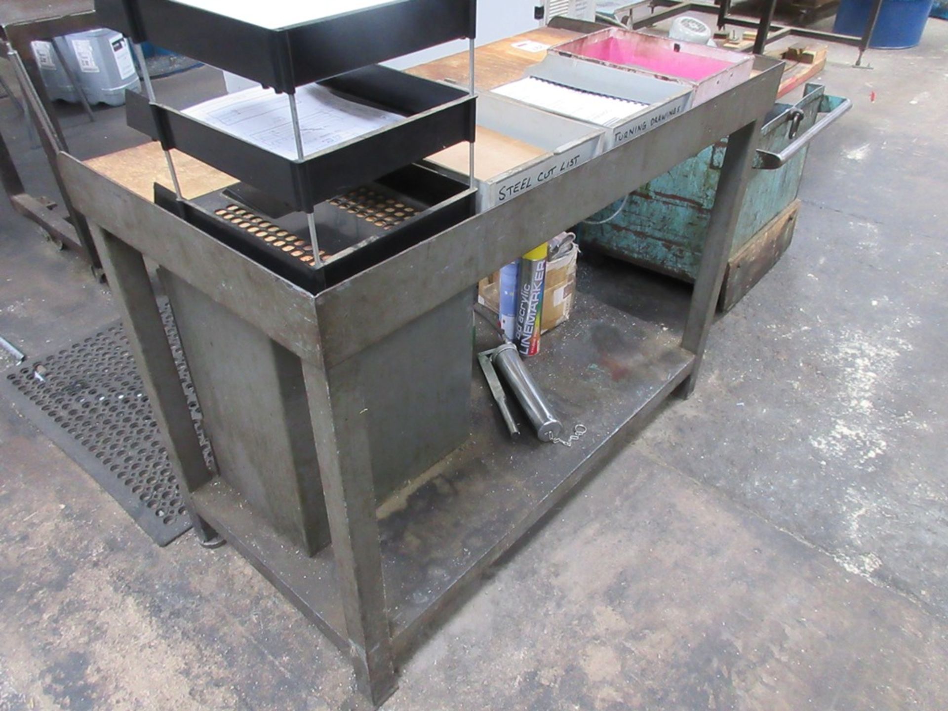 Metal frame/timber top workbench