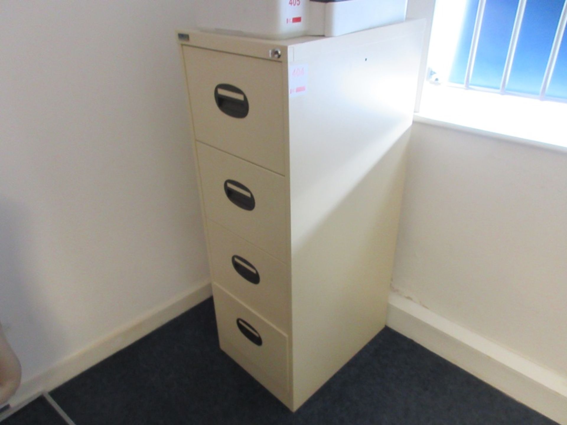 Metal 4-drawer filing cabinet with 2 light wood effect lever file storage cabinets