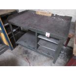 Two metal frame/top workbenches