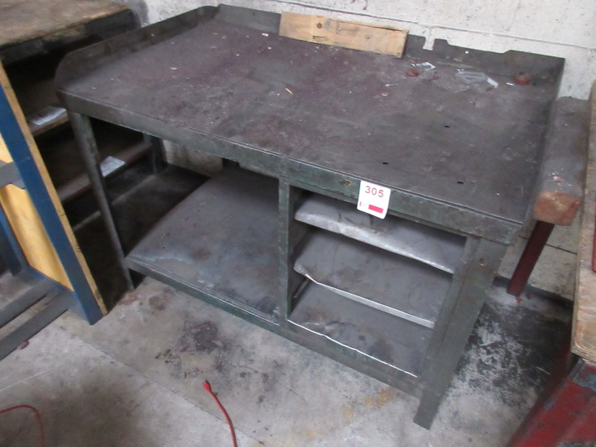Two metal frame/top workbenches
