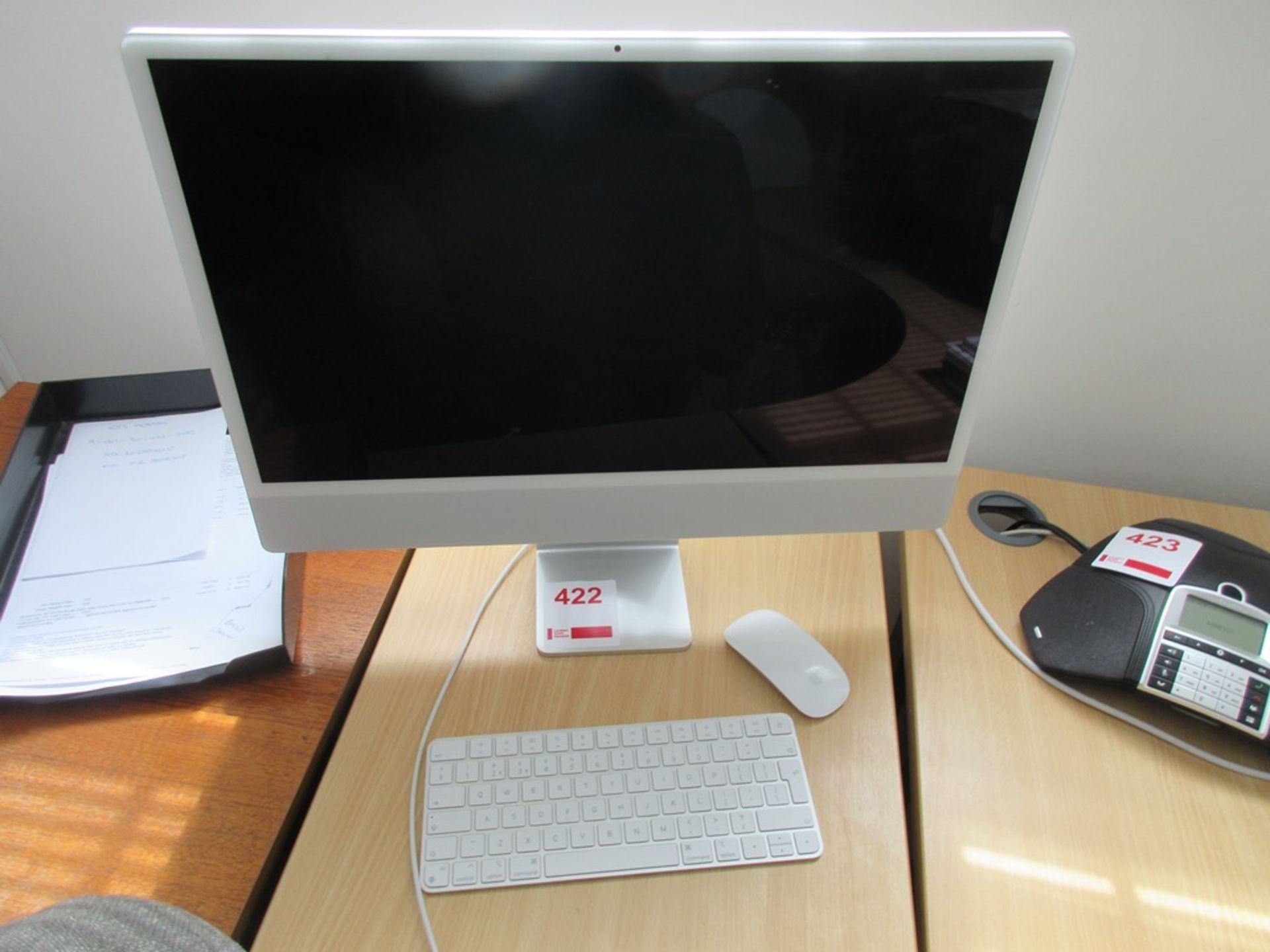 Apple iMac with keyboard, mouse