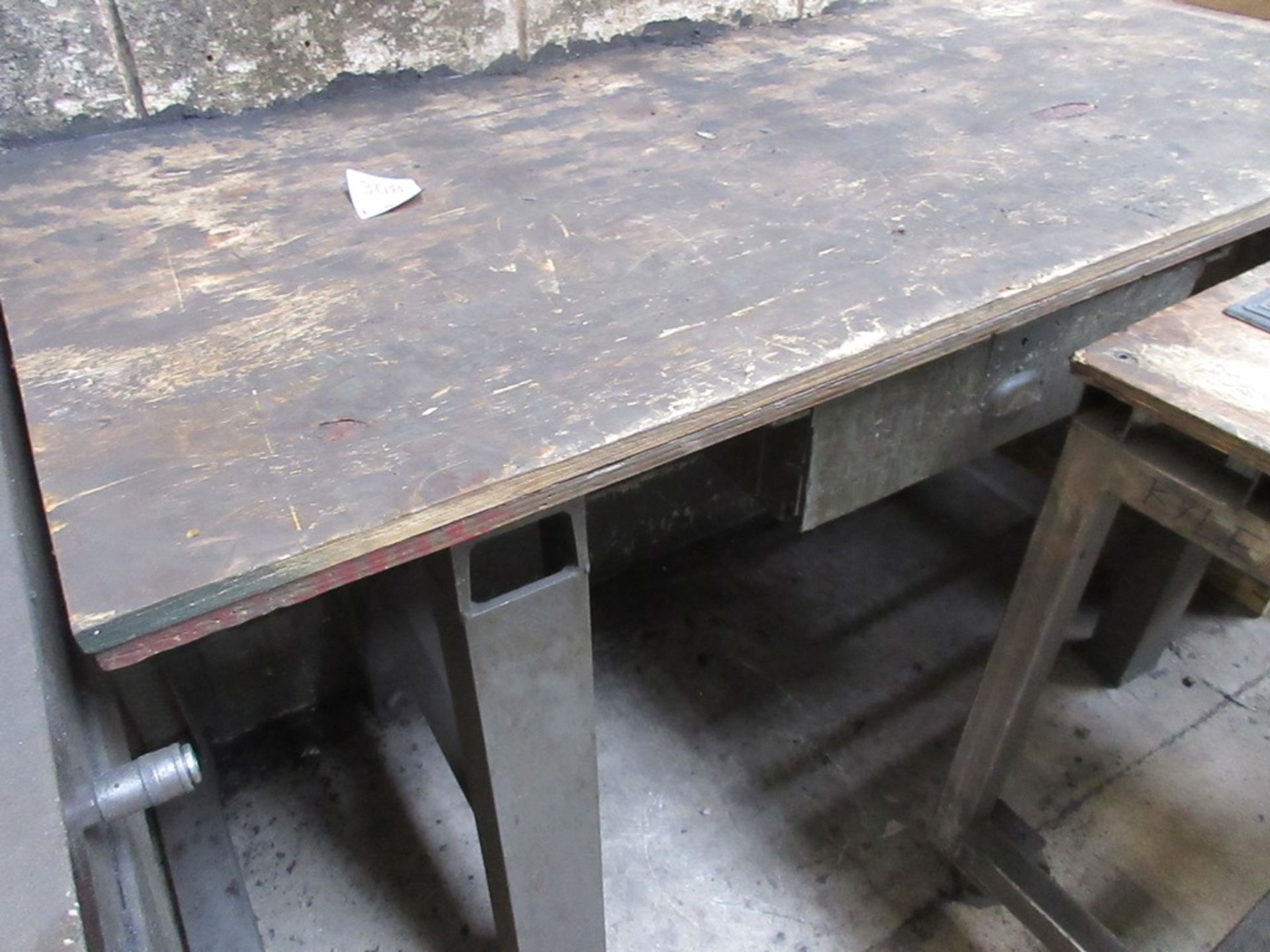 Metal frame/timber top workbench