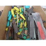 Assorted hand tools including hex keys, spanners, screwdriver etc.