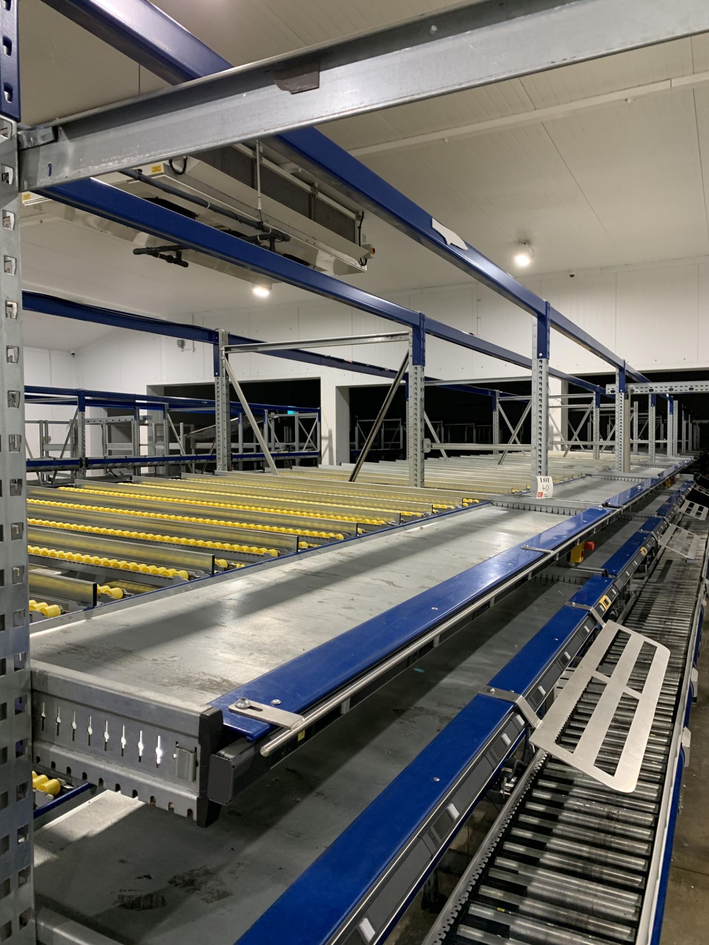 Eight bays of 2.7m gravity flow racking