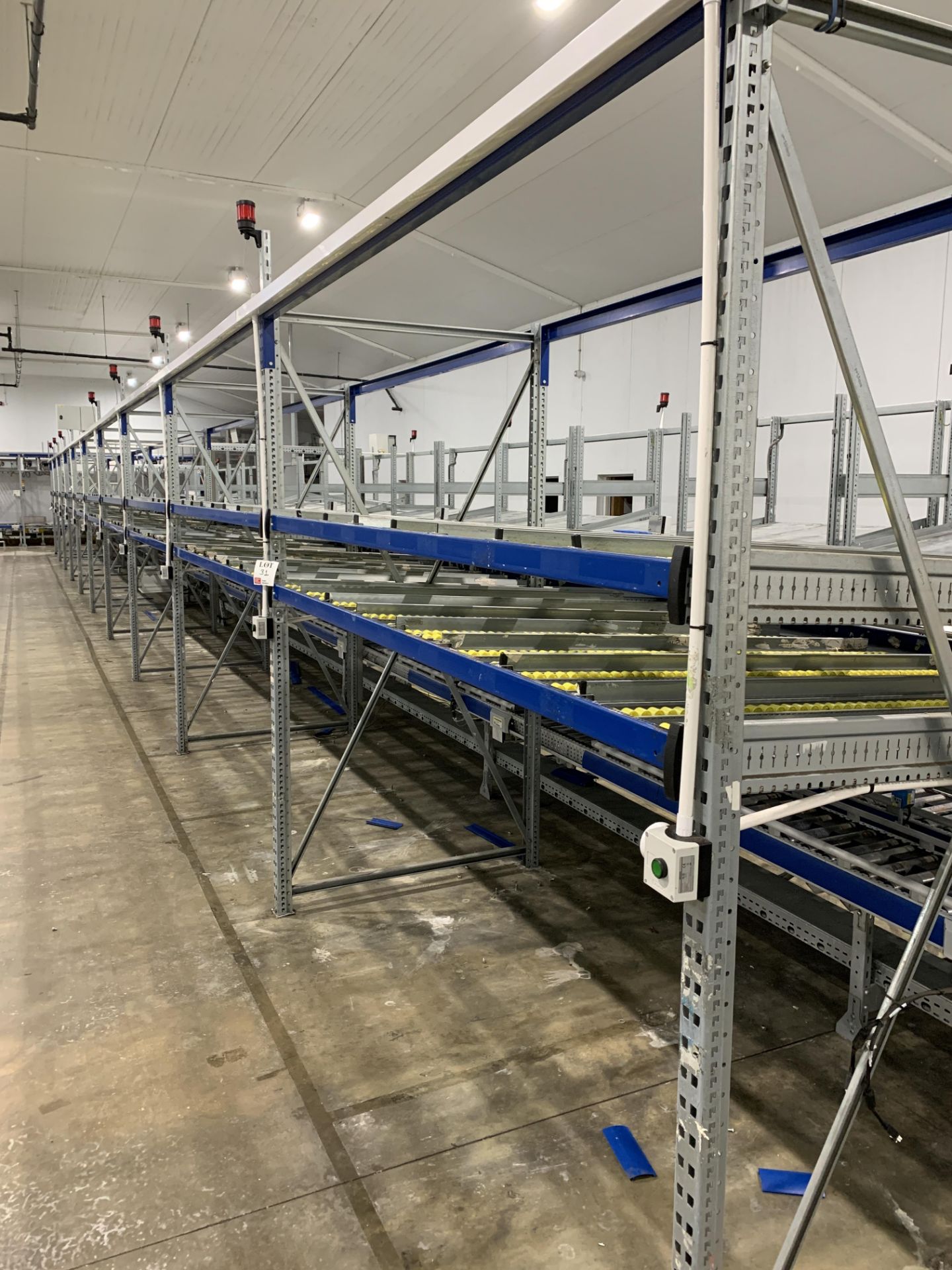 Ten bays of 2.7m gravity flow racking