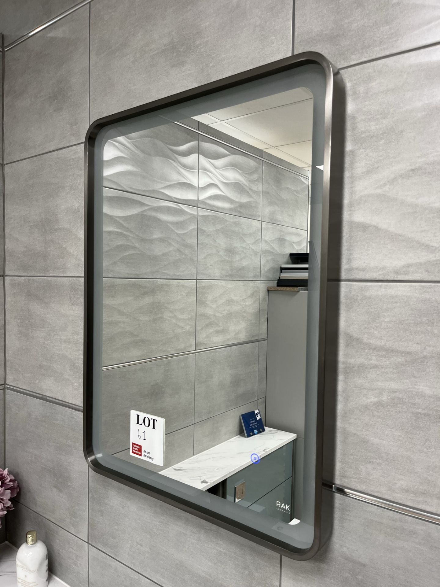 RAK Ceramics wall mounted illuminating bathroom mirror, approx 800 x 600mm