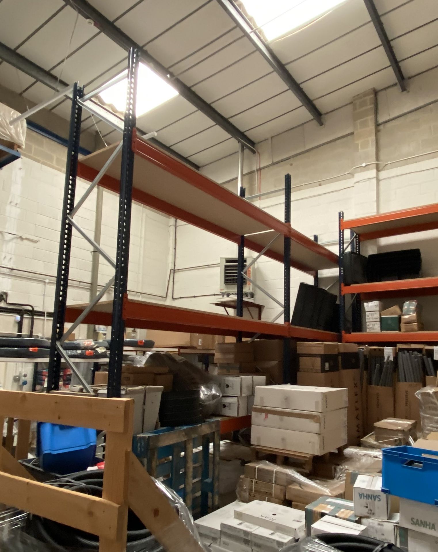 2 Bays of adjustable boltless pallet racking, approx 2.4m w x 5m h (excludes contents)