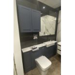 Calypso Kentmere Range display bathroom to include toilet bowl unit, fitted worktop with 8 cupboards