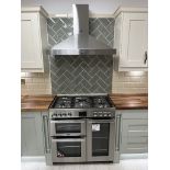 Belling Bell Cook Centre 90 DFT stainless steel range with 5 ring gas fired hob and Belling stainles