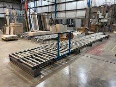 6 x lengths of roller conveyor section, with rail mounted roller transfer bogey