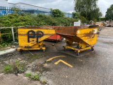 2 - Various tipping skips and 1 - forklift mountable drop bottom skip