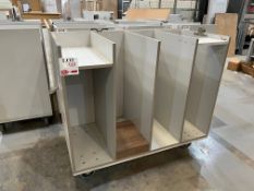 7 x Various four section mobile stock trolleys