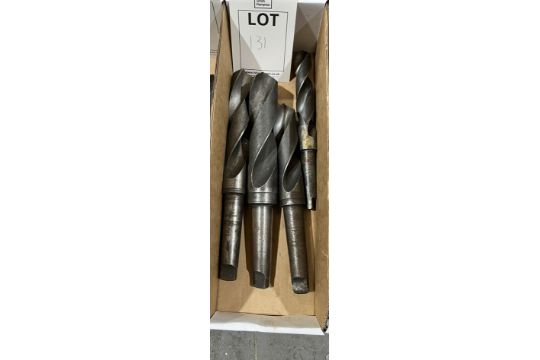 Box and contents to include various HSS taper shank drill bits (metric/imperial) - Image 1 of 2