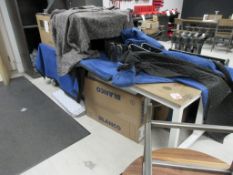 Metal frame timber top mobile workbench 940 x 2500mm (excluding contents)