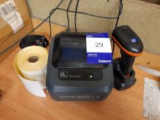 Zebra GK420d Label Printer, and Laser Barcode Scanner