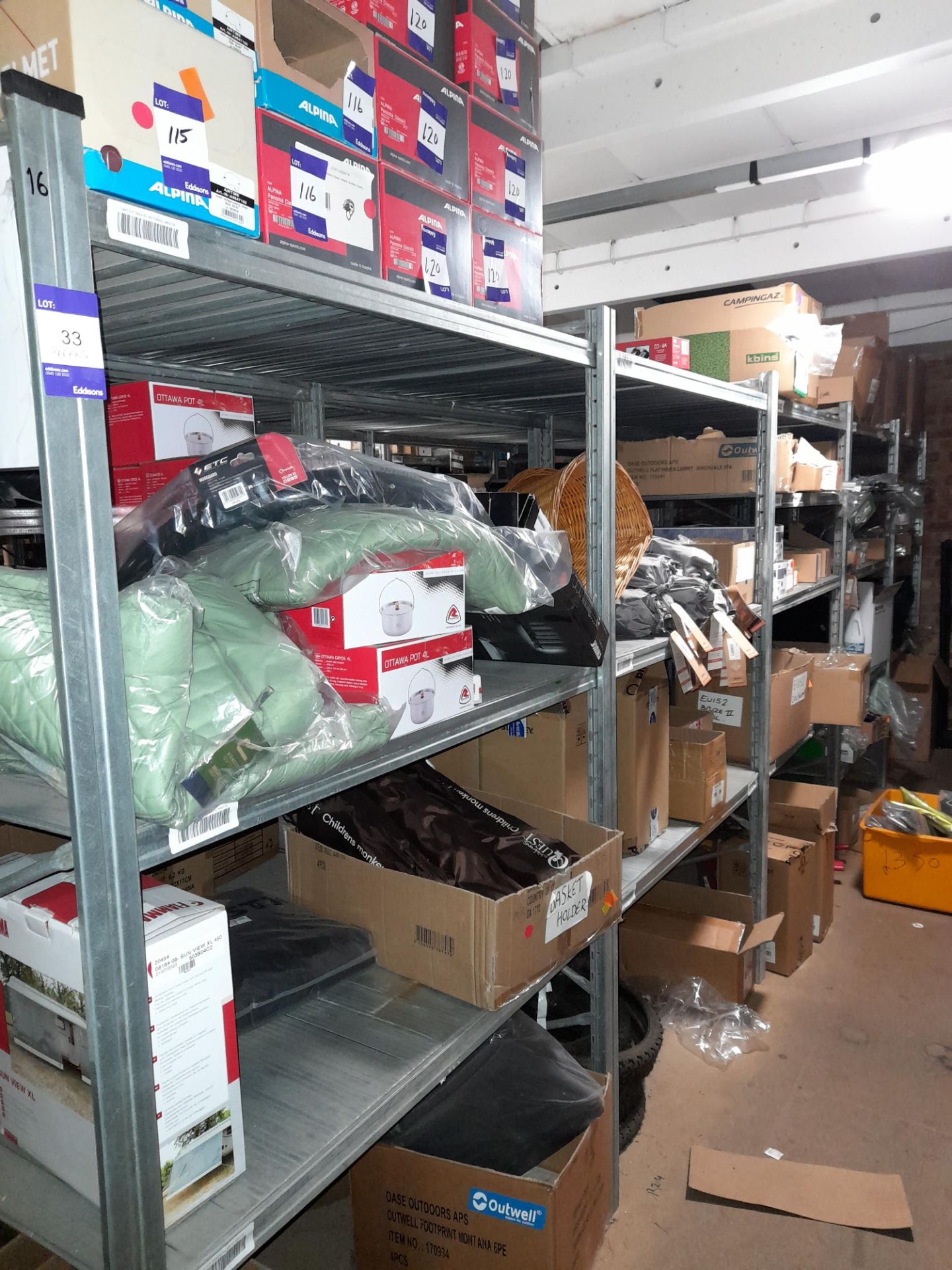15 x Bays of Metal Shelving, located to Mezzanine (Approx. 1225W x 2000H x 800D) (Contents not
