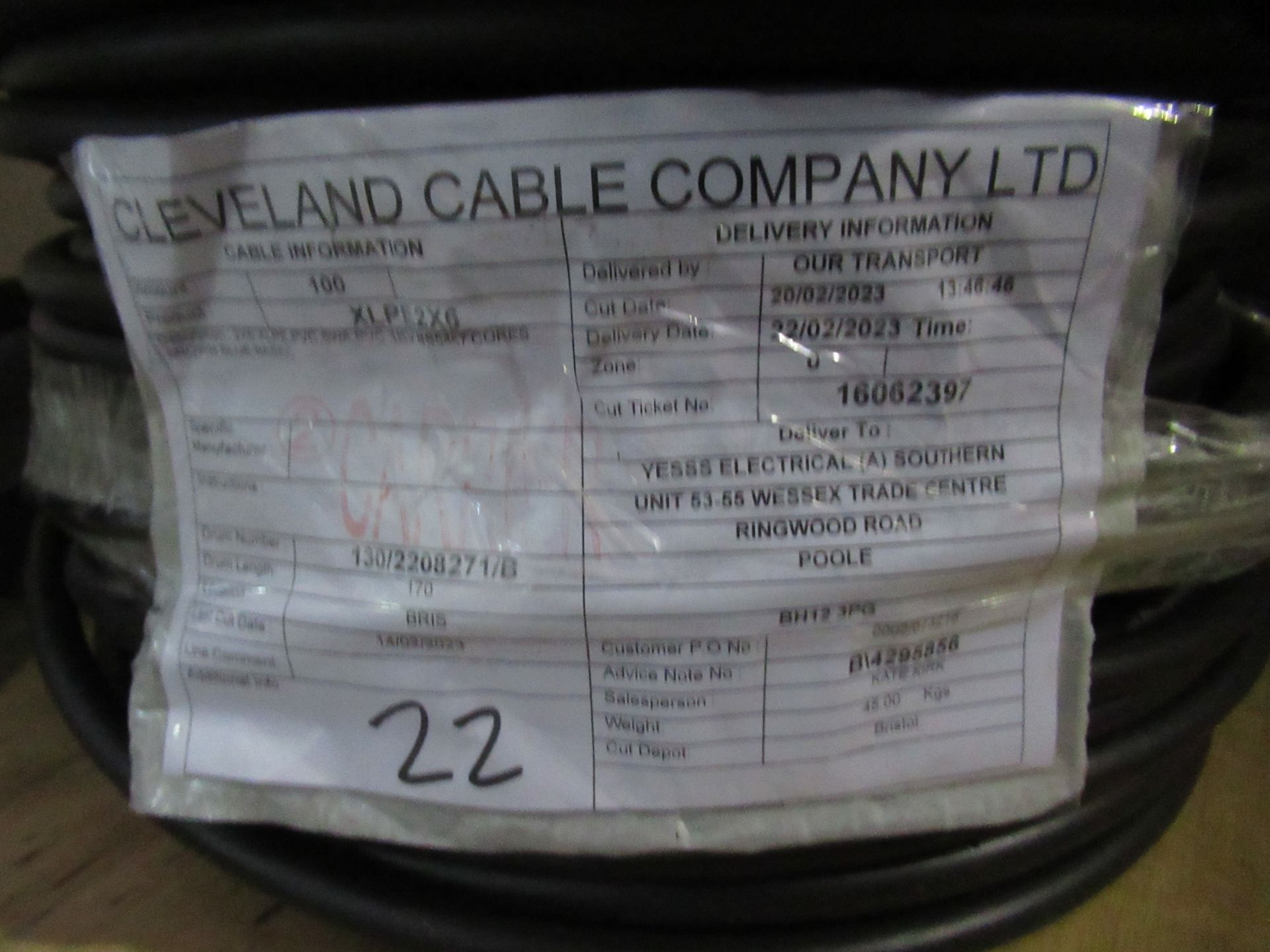 Reel of 2x Core 6mm SWA Cable (170m) - Image 2 of 4