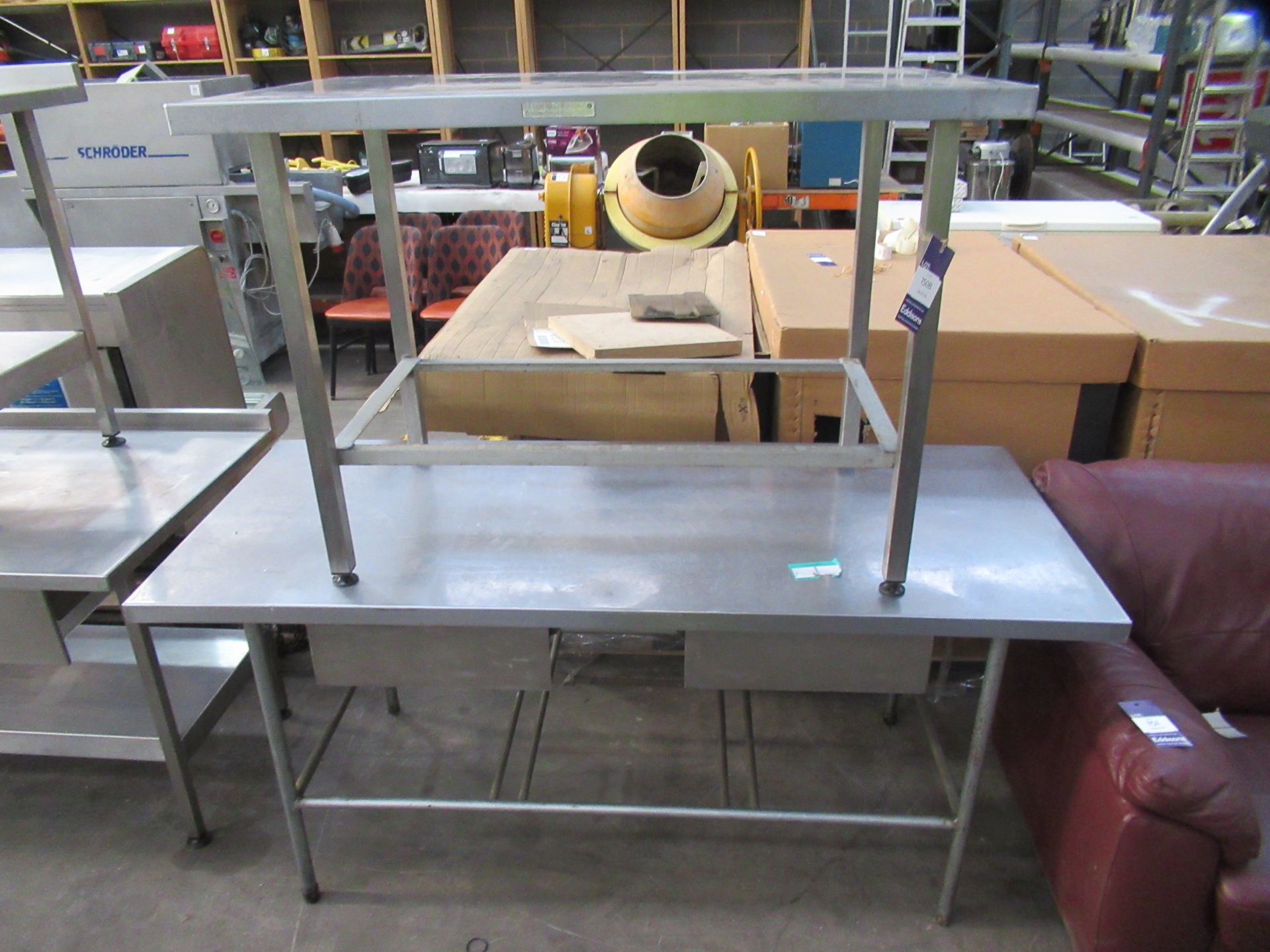 2x Stainless Steel Prep Tables - 1 with Drawers