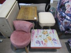 Miscellaneous Furniture to include Footstool, Stools & Side Table