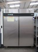 Foster Stainless Steel Twin Door Commercial Catering Fridge on Castors