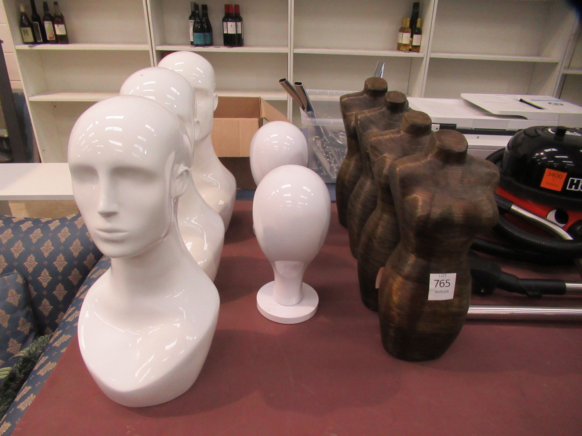 Various Mannequin Heads & 4x Minature Bodies - Image 2 of 6