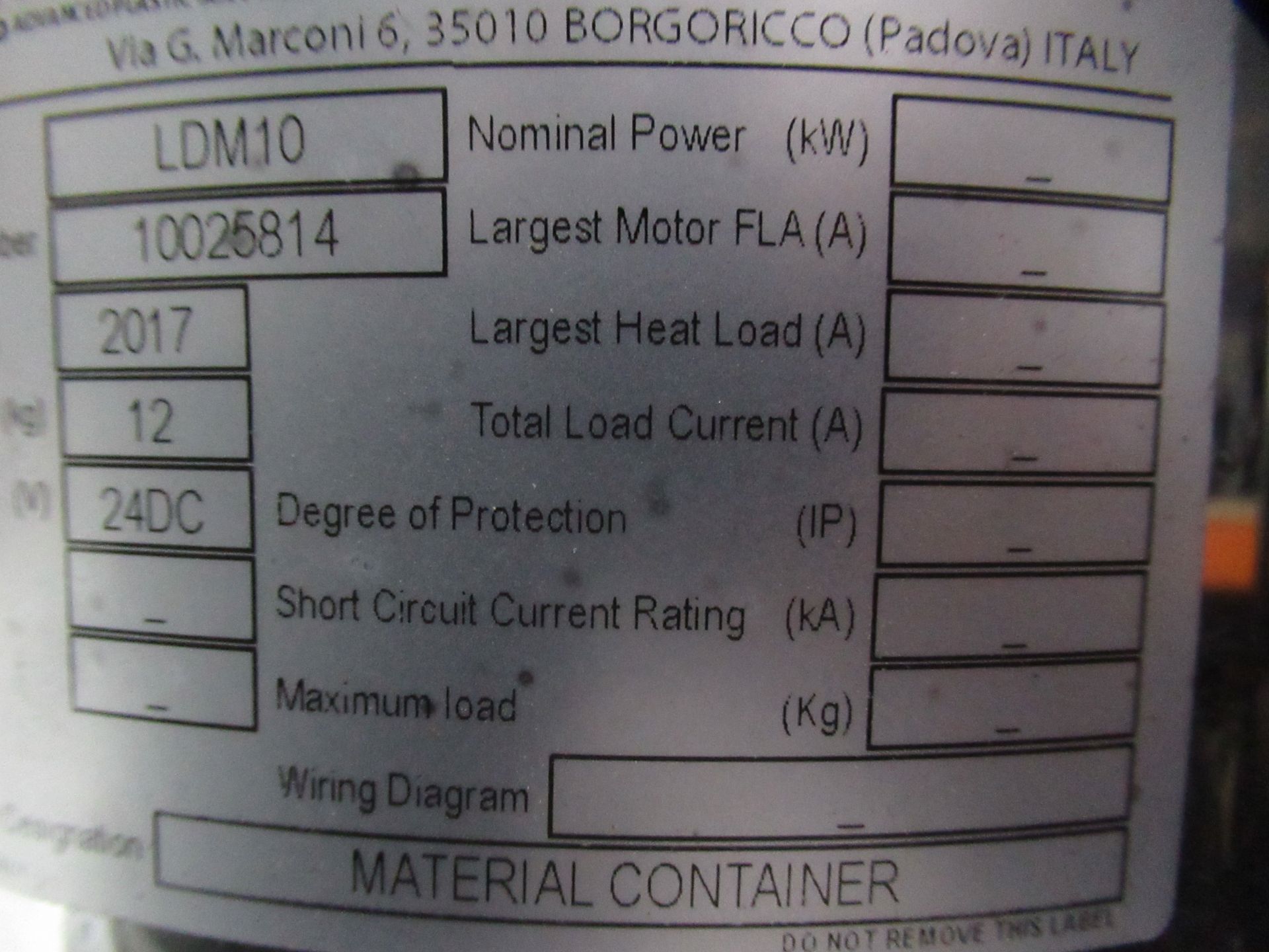 Summit Systems LDM10 Material Container - Image 2 of 2