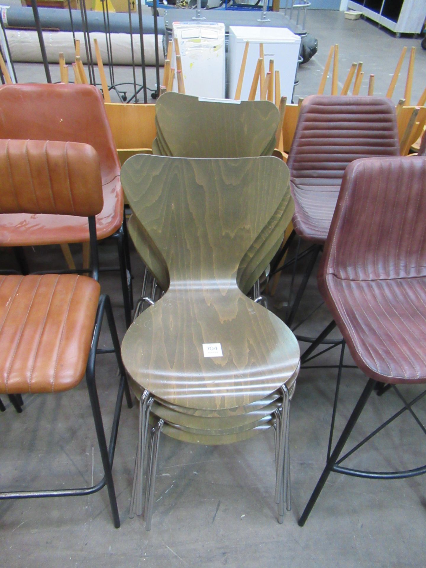 10x Matching Wood/Chrome Stacking Chairs