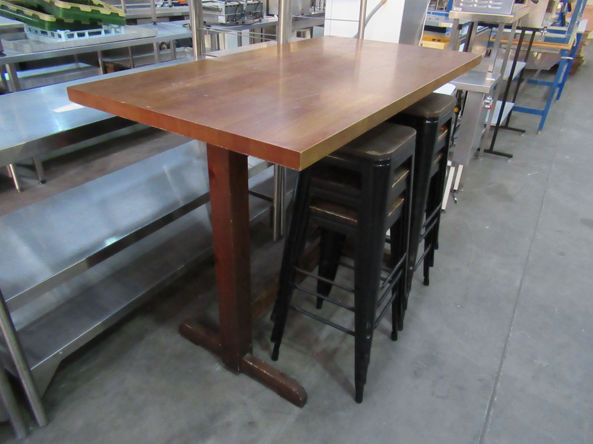 Rectangular Bar Table with 6x Stacking Stools (800 x 1500 x 1120mm) - Image 2 of 3