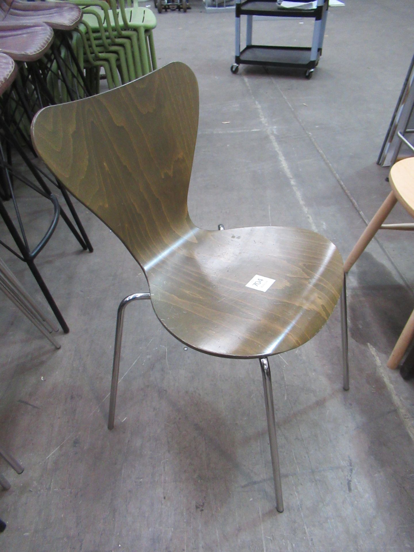 10x Matching Wood/Chrome Stacking Chairs - Image 2 of 2
