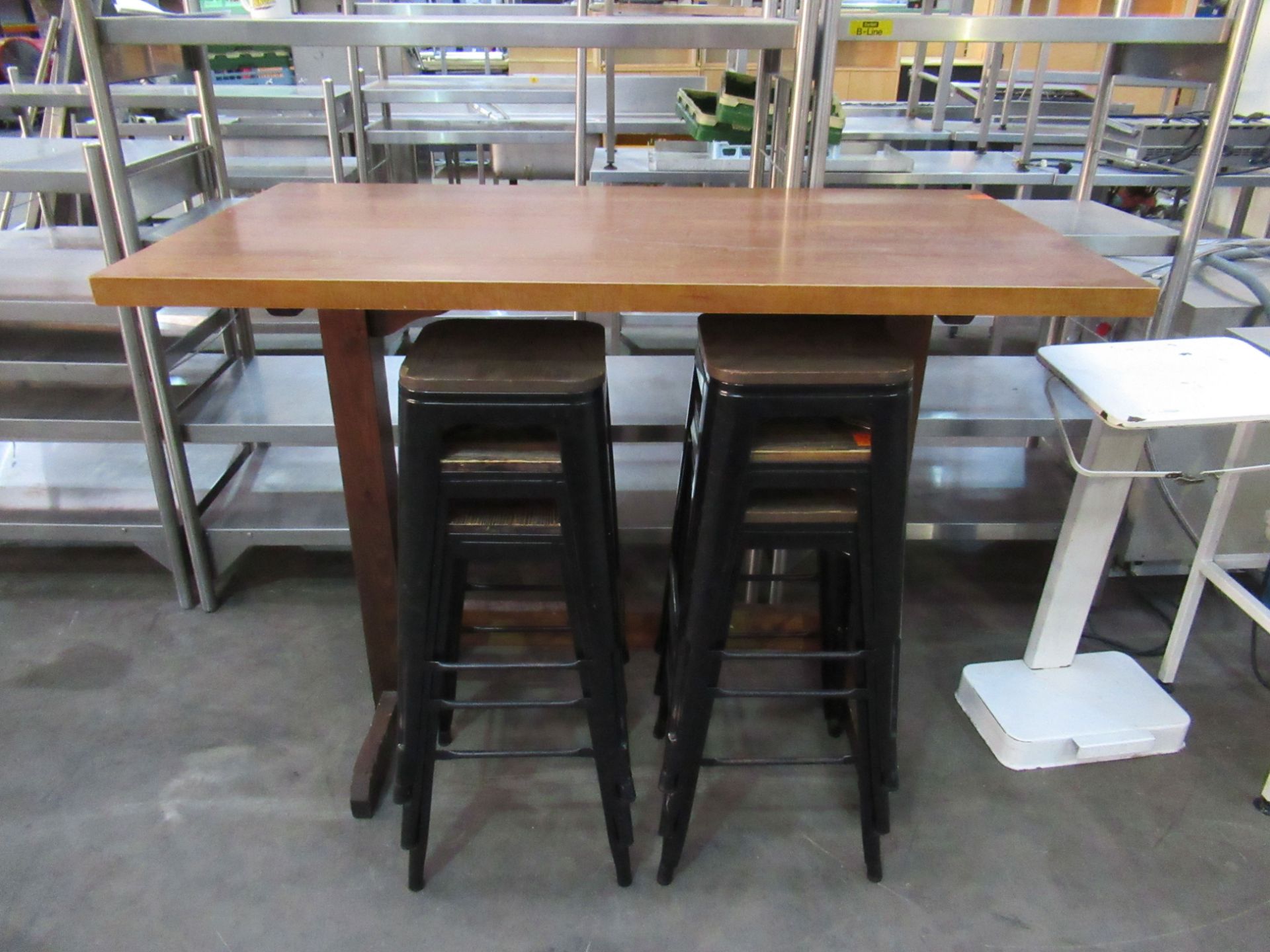 Rectangular Bar Table with 6x Stacking Stools (800 x 1500 x 1120mm)