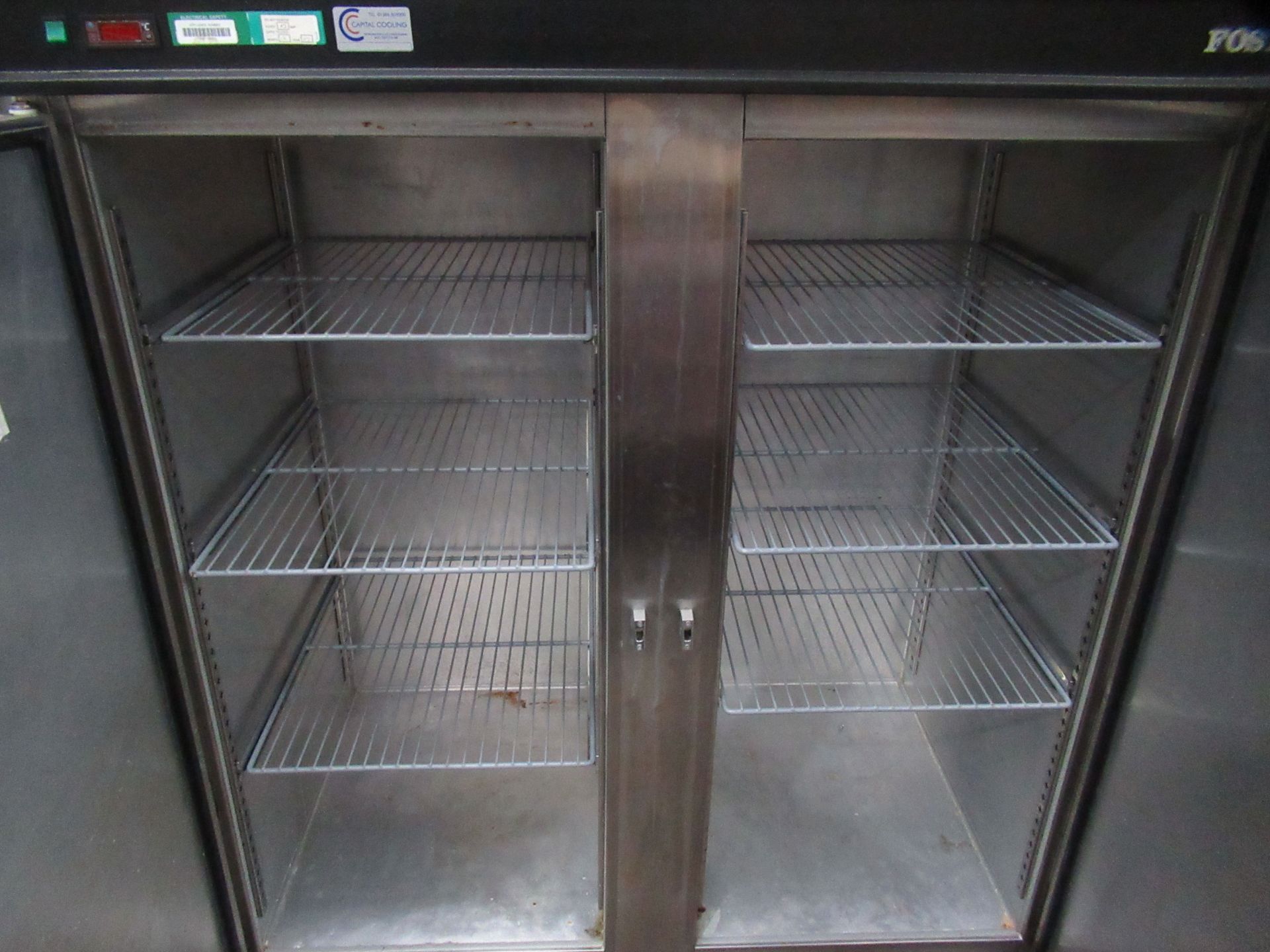 Foster Stainless Steel Twin Door Commercial Catering Fridge on Castors - Image 2 of 3