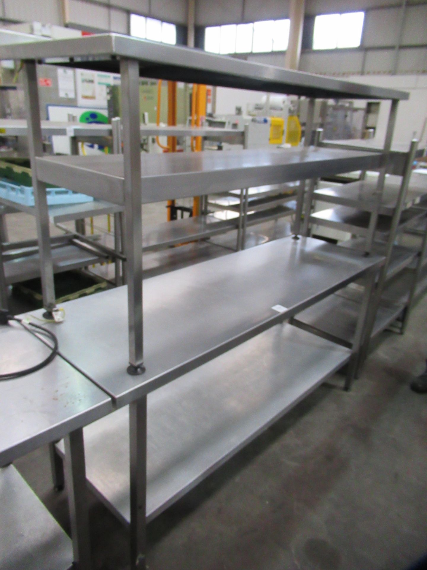 2x Stainless Steel Two Tier Prep Tables