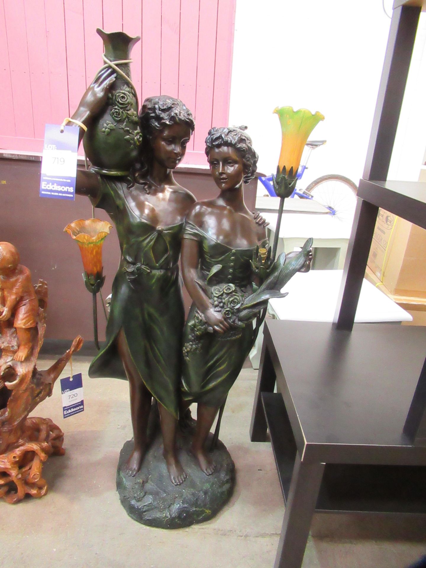 Resin Floor Standing Lamp Depicting Two Women - Image 2 of 8