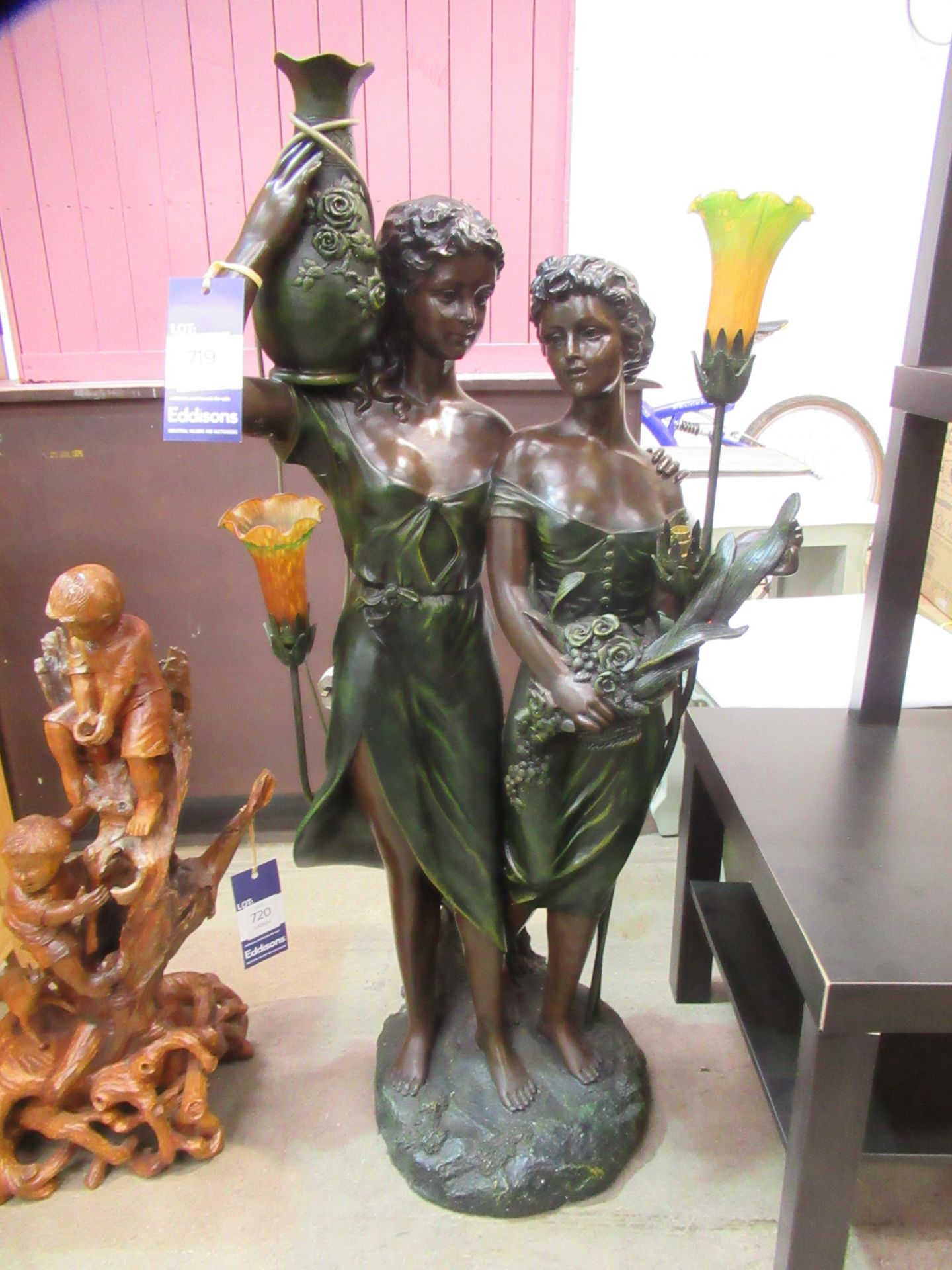 Resin Floor Standing Lamp Depicting Two Women