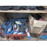A Qty of Cabling and Various Industrial Sockets