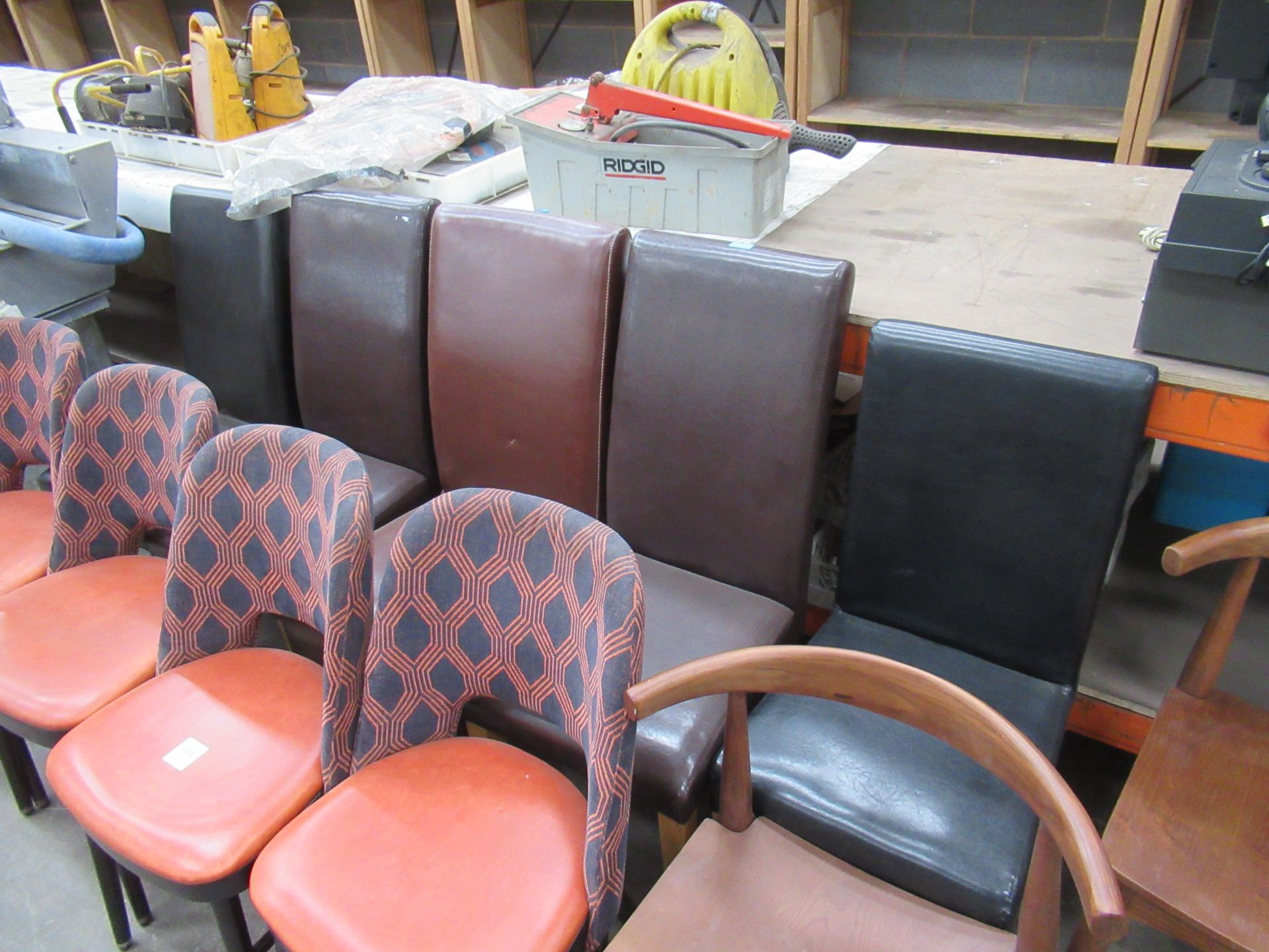 4x Matching Orange Chairs, 2x Matching Wooden Chairs and 5 Various - Image 4 of 4