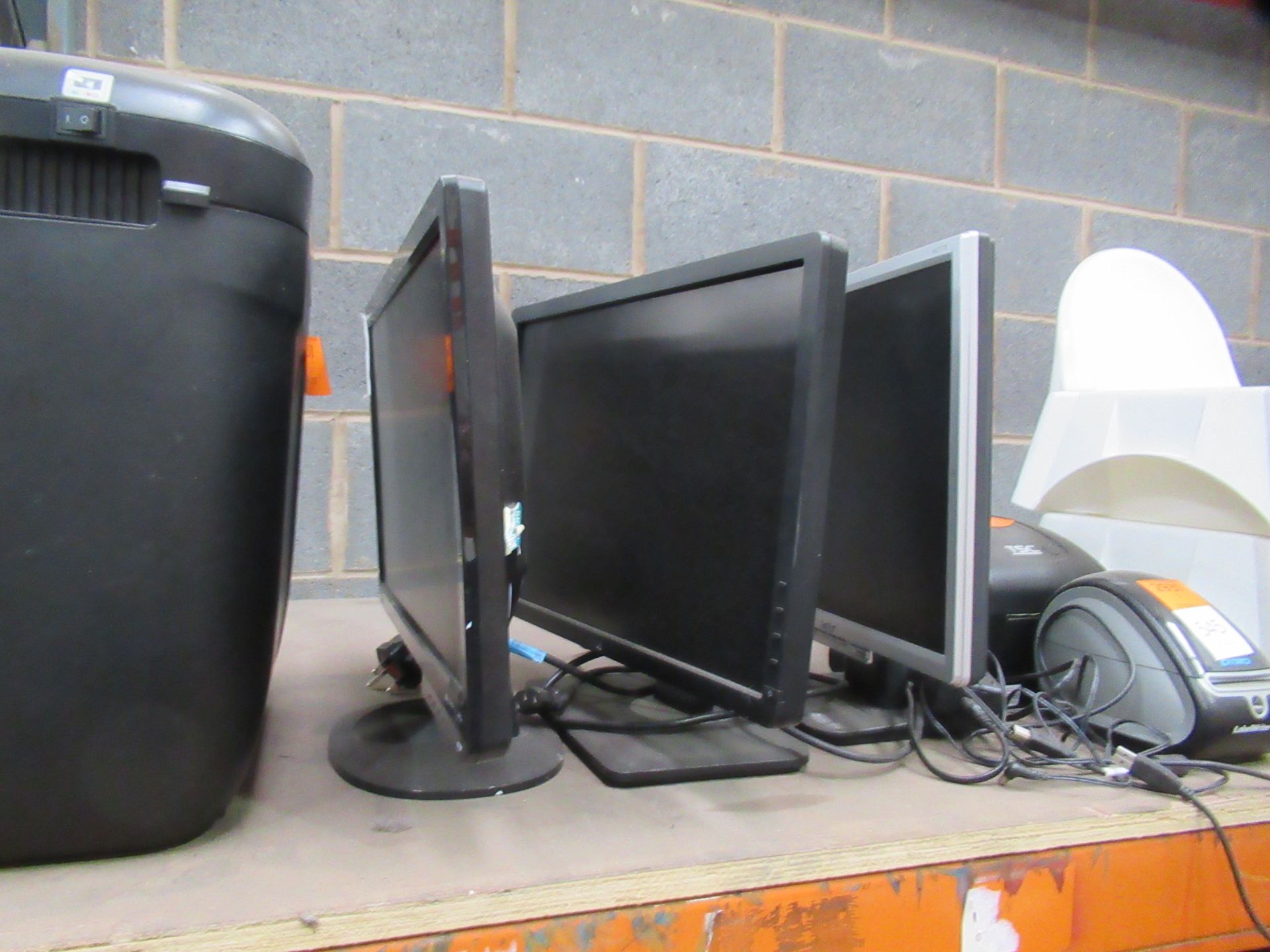 3x Various Monitors, 1x Paper Shredder and 2x Label Printers - Image 2 of 6