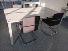 Metal Framed White Approx. 6ft 7” x 3ft 11” 4-Person Workstation with 4 x Chrome Framed Black