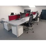 Metal Framed Approx. 15ft 9” x 5ft 4” 6-Person Workstation, 6 x Chrome Framed Black High Back Swivel