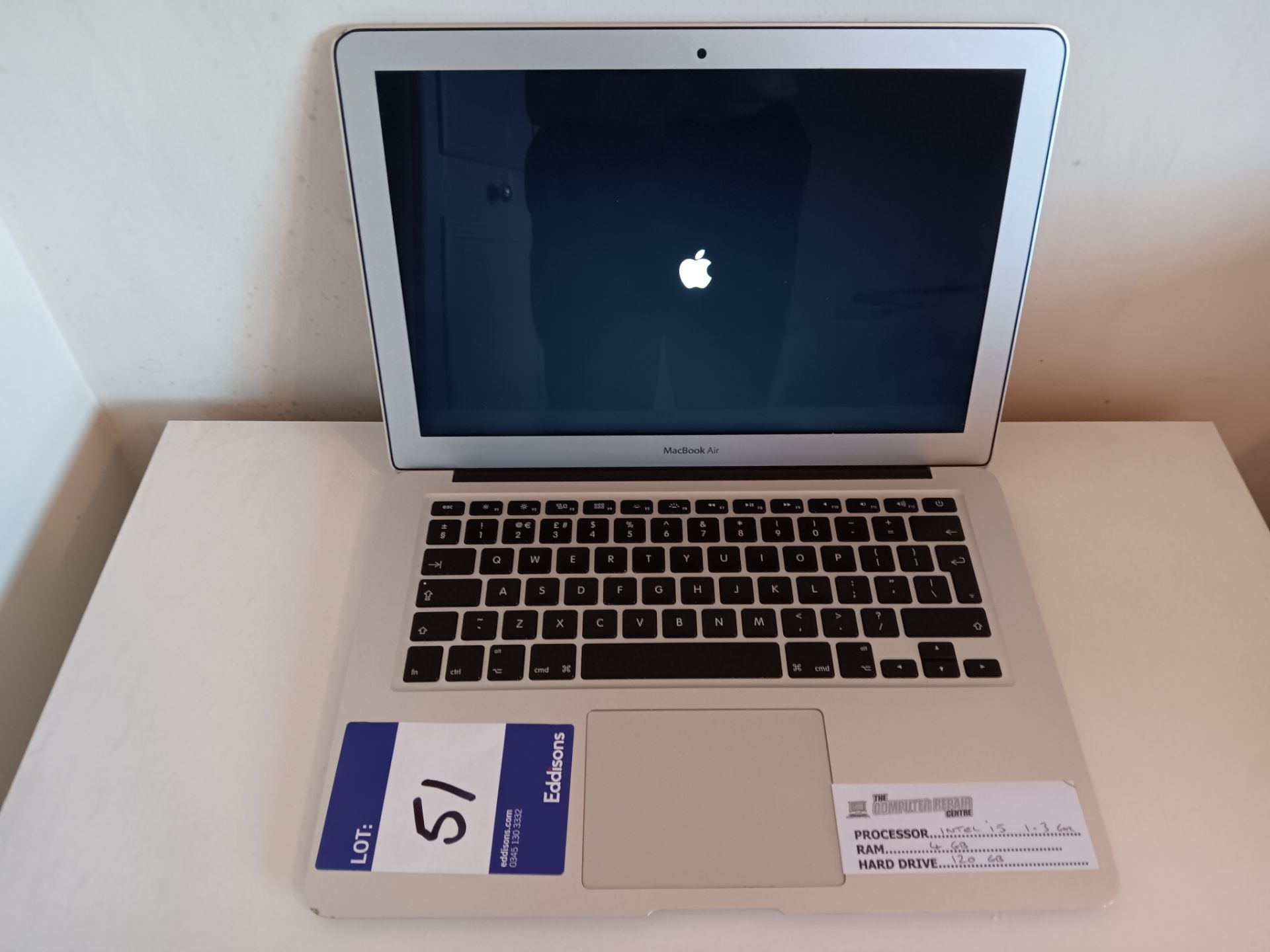 Apple MacBook Air i5 – 1.3GHZ Processor, 4GB Ram & 120GB Hard Drive (Needs Bios Battery & No