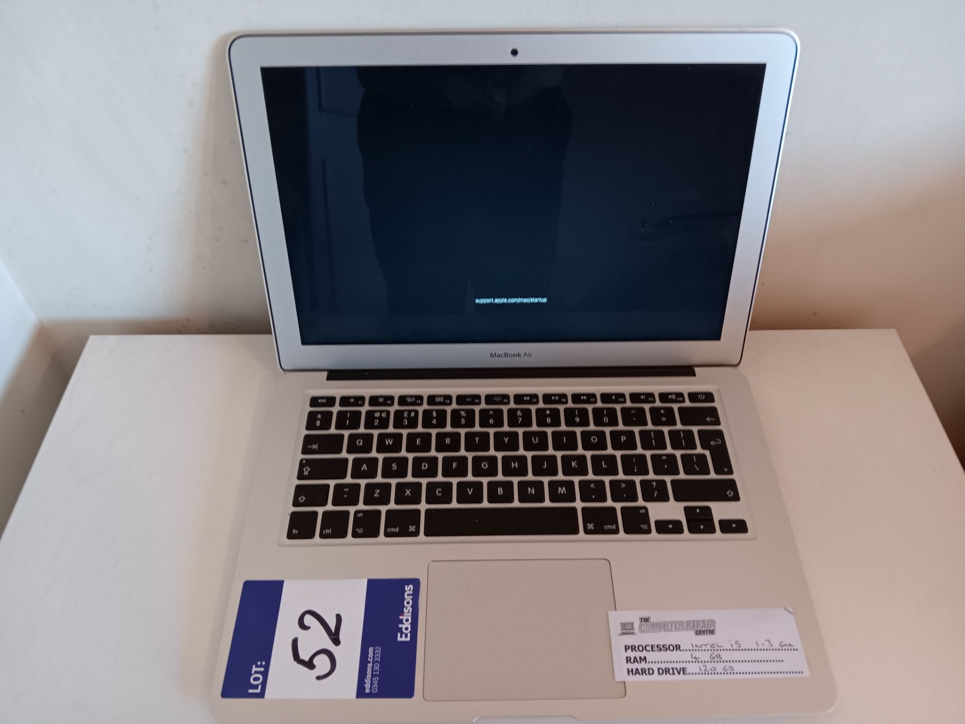 Apple MacBook Air i5 – 1.3GHZ Processor, 4GB Ram & 120GB Hard Drive (Needs Bios Battery & No